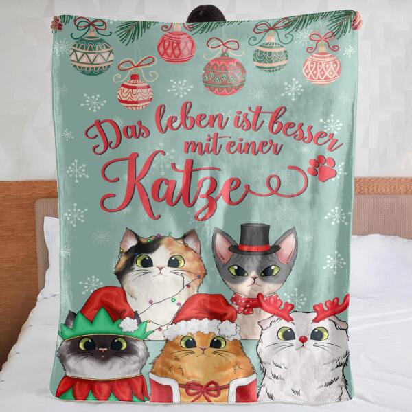 Personalisierte Decke für Katzenliebhaber | personalisierte Geschenke für Katzenliebhaber | Das Leben ist besser mit einer Katze