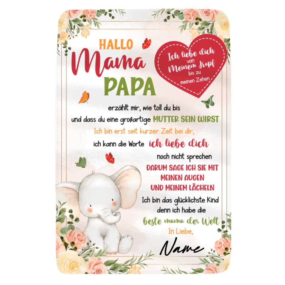Personalisierte Babydecke | personalisierte Geschenke für Mama | Hallo Mama Ich liebe dich