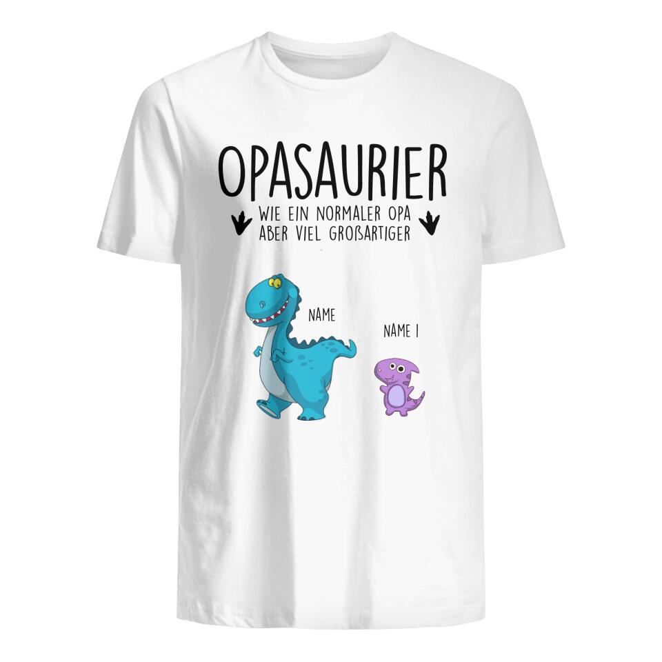 Opasaurier, Personalisierbar Herren T-Shirt Für Opa