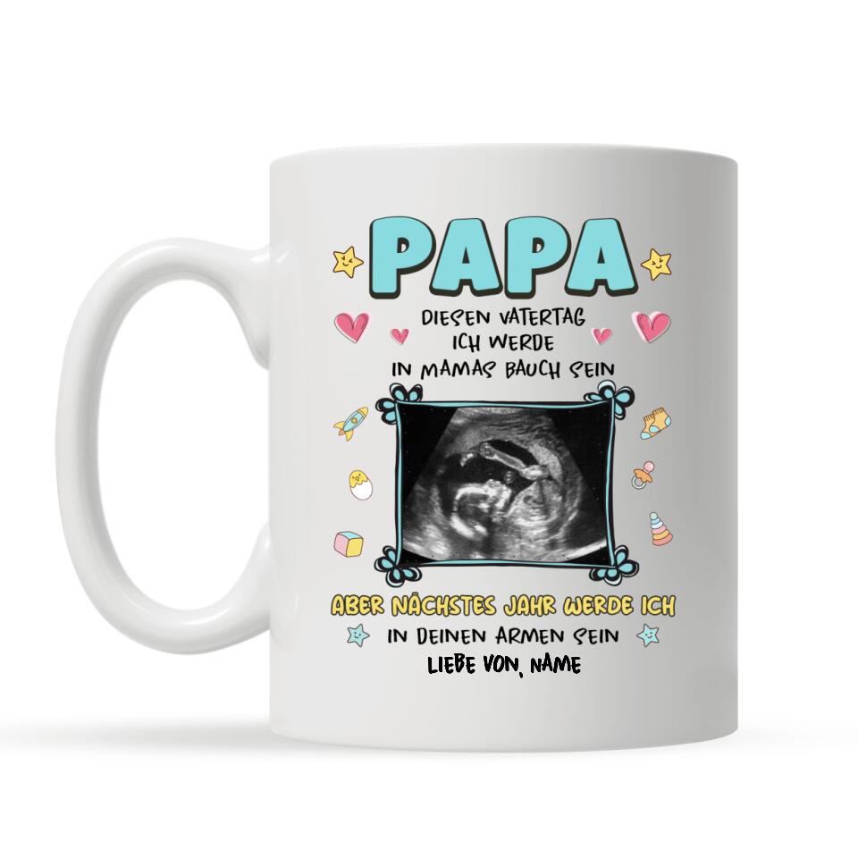 Geschenk zum 1. Vatertag ab Babybauch, Personalisierbar Becher Für Papa