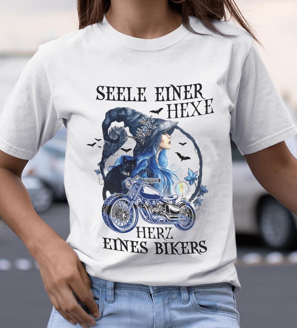 Seele einer Hexe Herz eines Bikers, Halloween T-Shirt für Motorradliebhaber