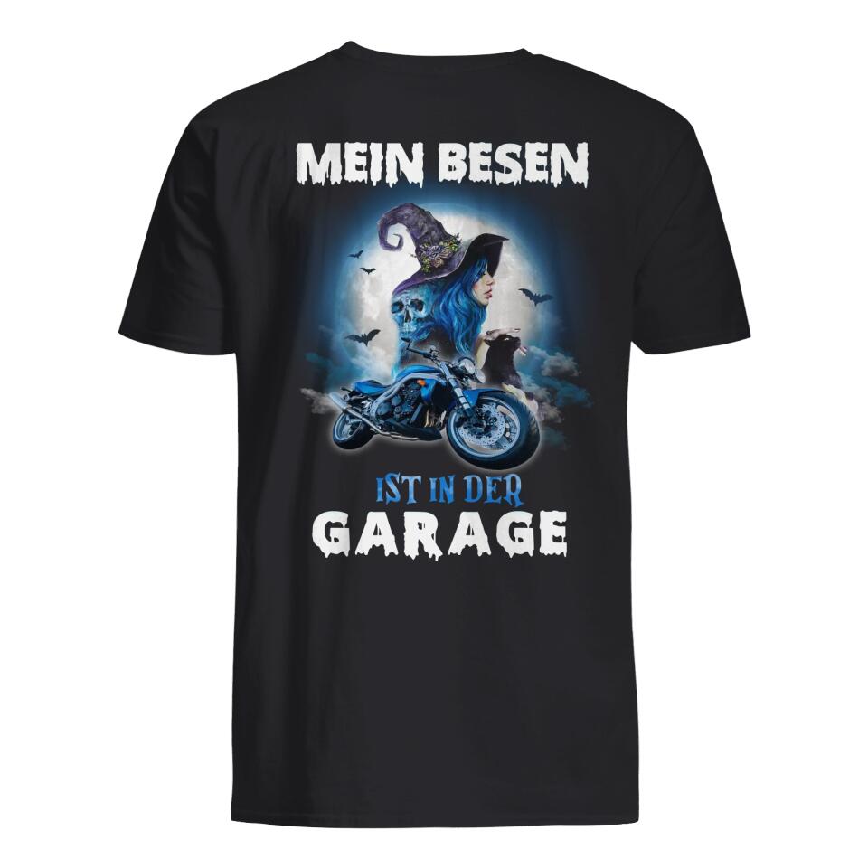 Mein Besen ist in der Garage, Halloween T-Shirt für Motorradliebhaber