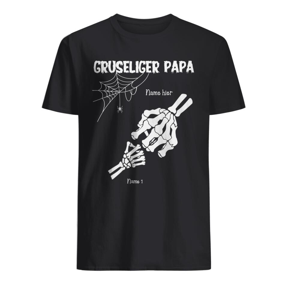 Gruseliger Papa Mit Skeletthand, Personalisierbar Halloween T-Shirt für Vater
