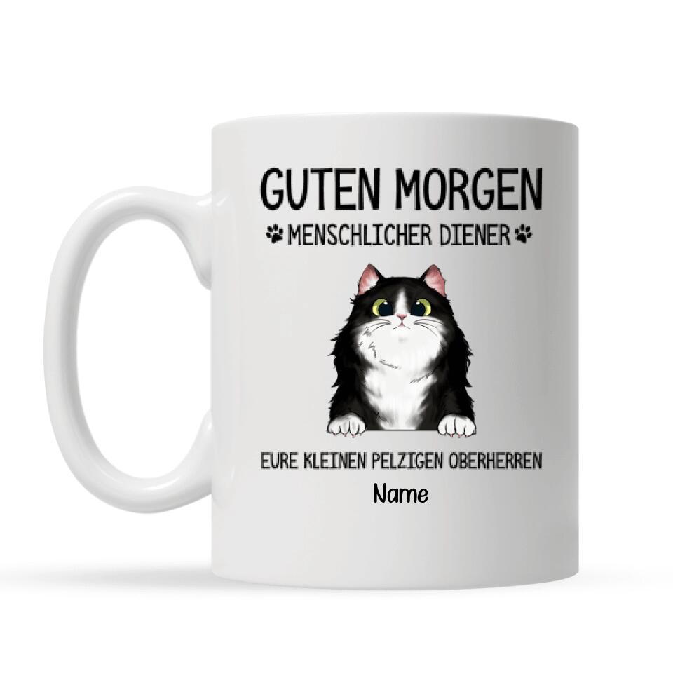 Personalisierte Tasse für Katzenliebhaber | personalisierte Geschenke für Katzenliebhaber | Guten Morgen Menschlicher Diener