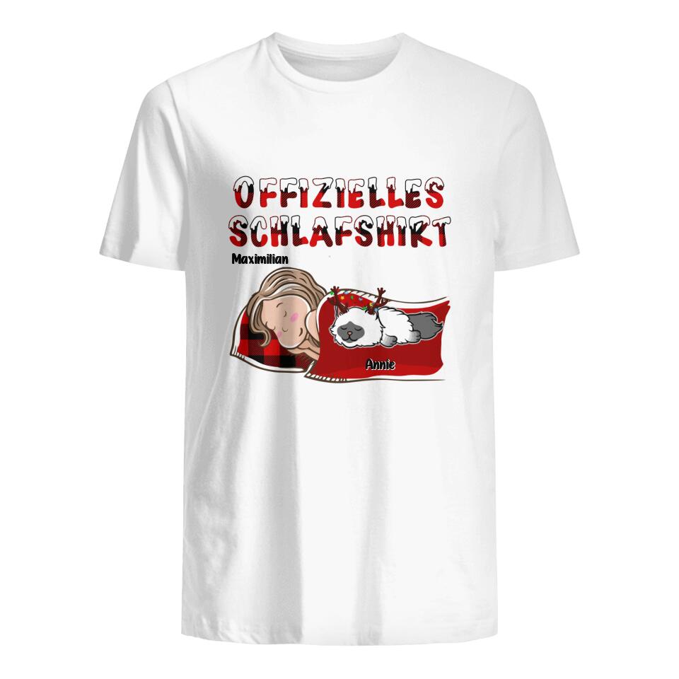 Personalisiertes T-shirt für Katzenliebhaber | personalisierte Geschenke für Katzenliebhaber | Weihnachten Offizielles Schlafshirt