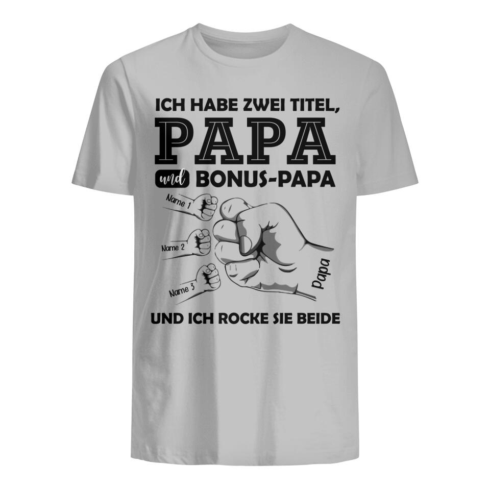 Personalisiertes T-shirt für Papa | personalisierte Geschenke für Bonus-Papa | Papa und Bonus-Papa