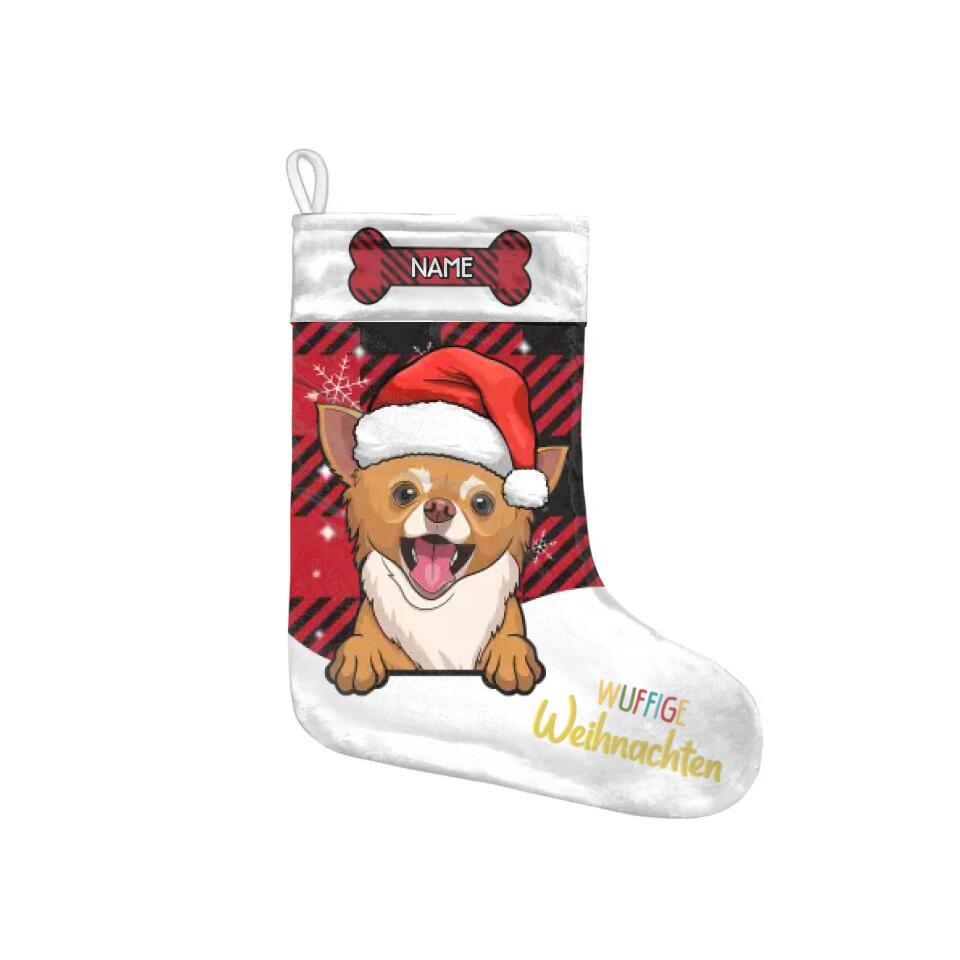 Personalisierter Weihnachtsstrumpf für Hundeliebhaber | personalisierte Geschenke für Hundeliebhaber | Wuffige Weihnachten