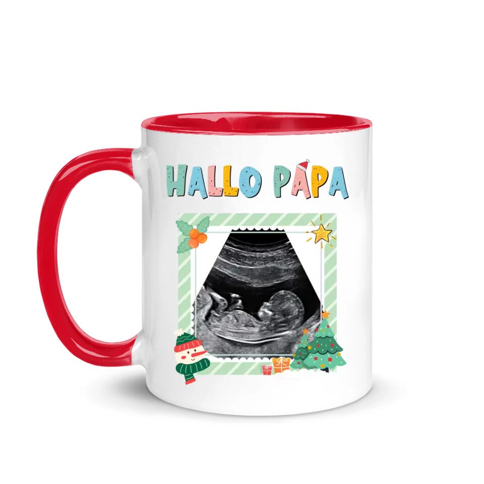 Personalisierte Tasse für Papa | personalisierte Geschenke für Vater | Lieber Papa, im Moment bin ich noch  in Mamas Bauch eingekuschelt