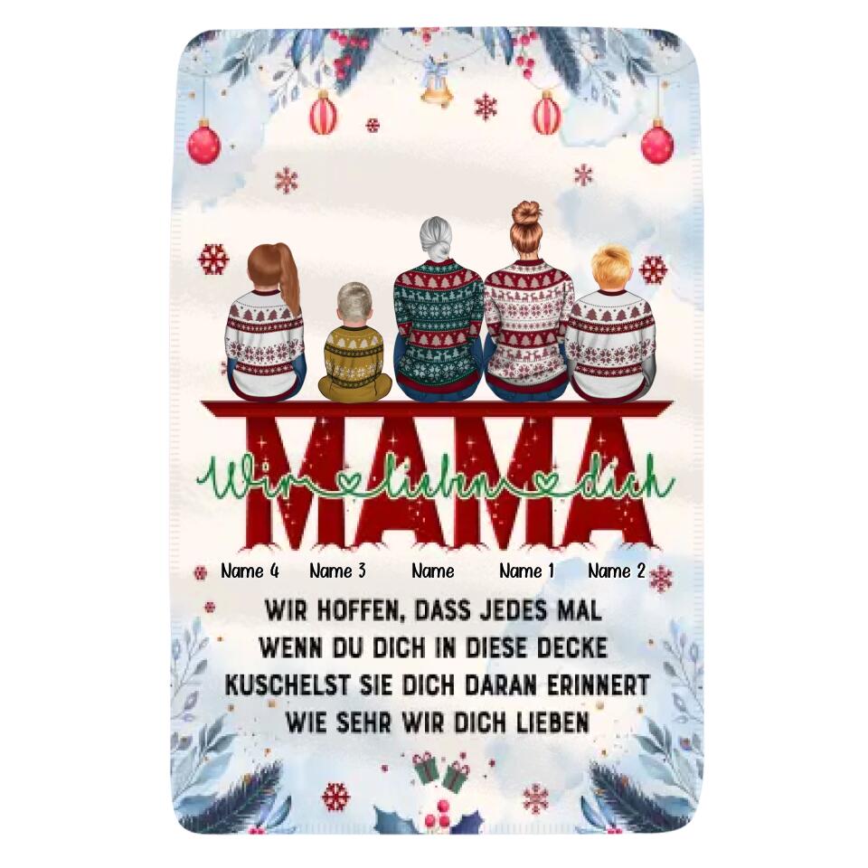 Personalisierte Decke für Mama | personalisierte Geschenke für Mutter | Mama Wir lieben dich