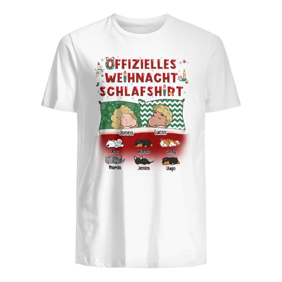 Personalisiertes T-shirt für Paare | personalisierte Geschenke für Tierliebhaber | Offizielles Weihnacht Schlafshirt