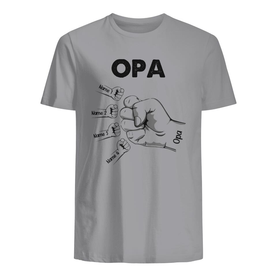 Personalisiertes T-shirt für Opa | personalisierte Geschenke für Großvater | Fauststoss Opa und Enkelkinder