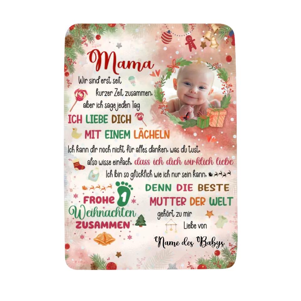 Personalisierte Babydecke | personalisierte Geschenke für Baby | Ich liebe dich mit einem Lächeln Weihnachtsdecke mit Foto