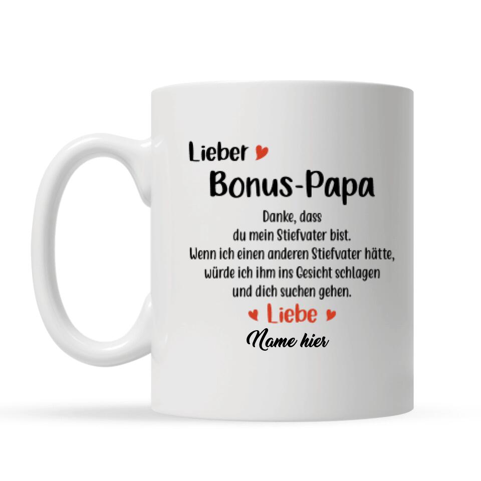 Personalisierte Tasse für Bonus-papa | personalisierte Geschenke für Vater | Lieber Bonus-Papa Danke Dass Du Mein Stiefvater Bist