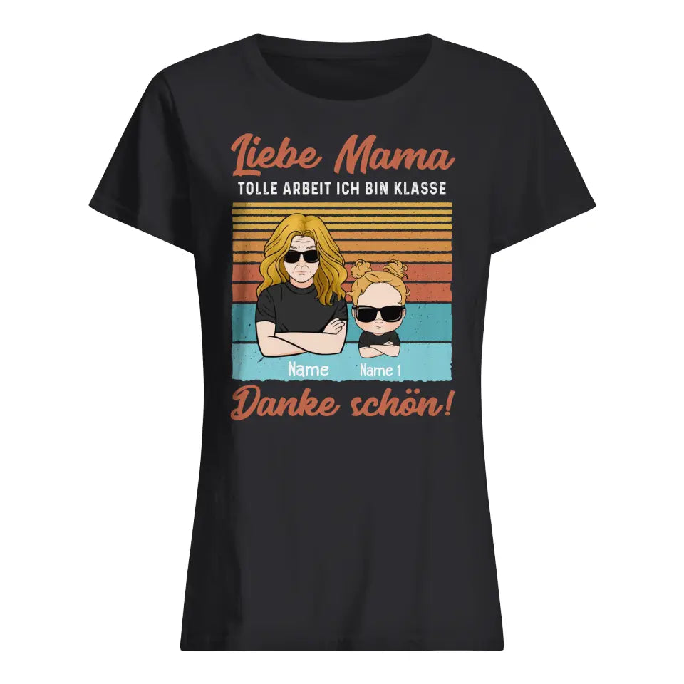Personalisiertes T-shirt für Mama | personalisierte Geschenke für Mutter | Liebe Mama tolle Arbeit, wir sind klasse Danke schön
