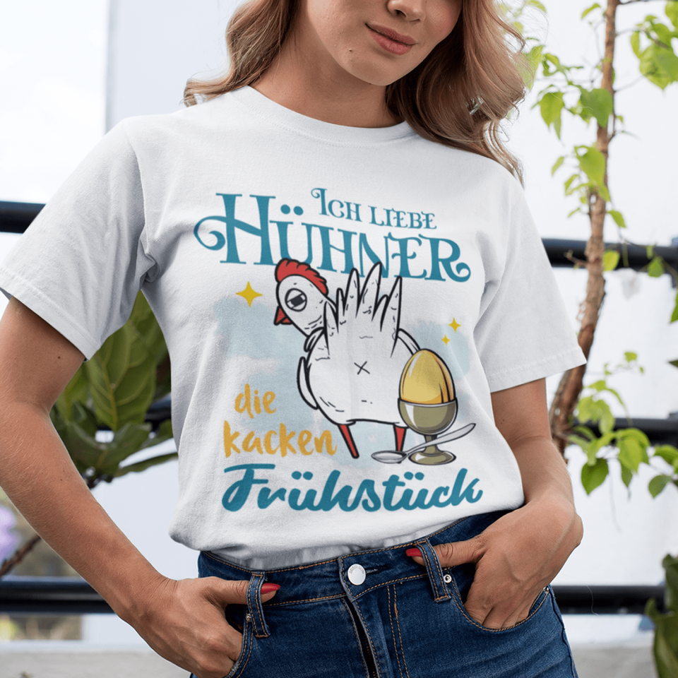 T-shirt für Tierliebhaber | Geschenke für Tierliebhaber | Ich liebe Hühner, die kacken Frühstück