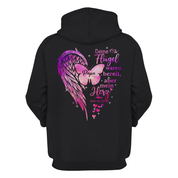 Personalisierter Hoodie für erinnere dich an papa| Deine Flügel Waren Bereit Rosa