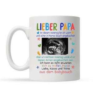 Am Nächsten Vatertag Werde Ich In Deinen Armen Eingekuschelt Sein, Personalisierbar Becher Für Papa