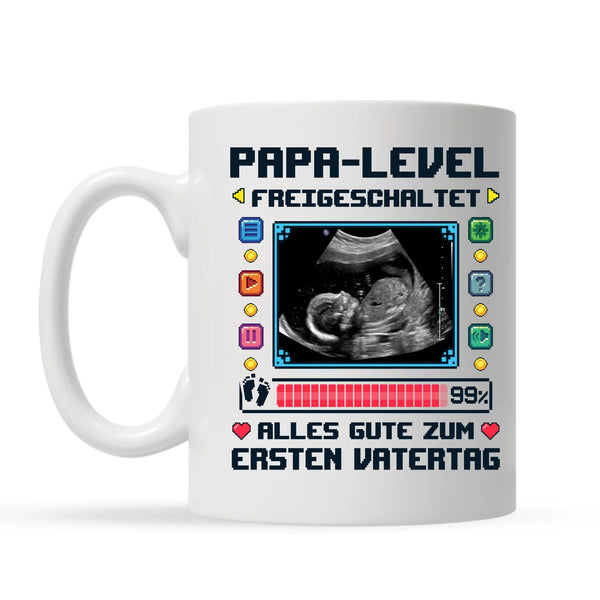 Personalisierte Ultraschall-Fototasse – Geschenk für Papa – Papa Level