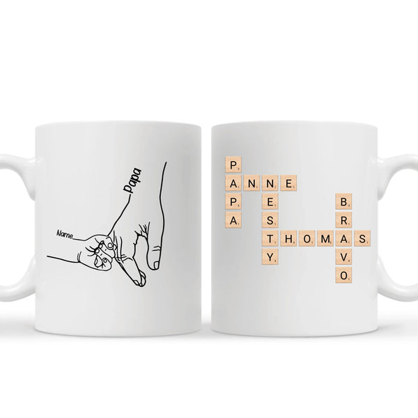 Personalisierte Tasse für Papa | Geschenke für Väter | Papas Hand mit Scrabble