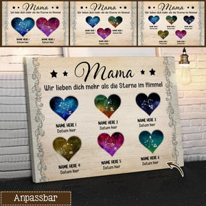 Personalisierte Leinwand für Mama | personalisierte Geschenke für Mutter | Mama Ich Liebe Dich Mehr Als Die Sterne Im Himmel