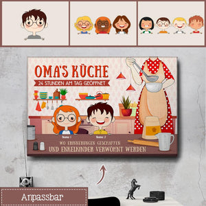 Oma's Küche, Personalisierbar Leinwand für Oma