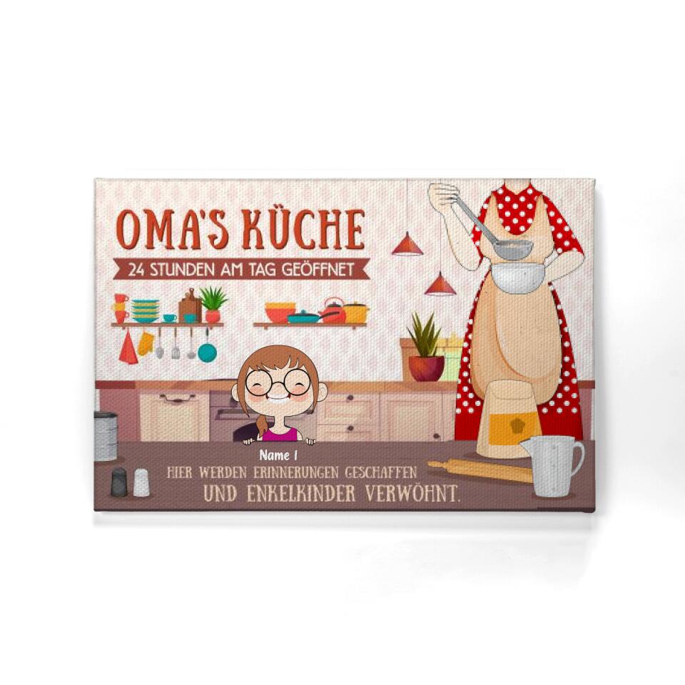 Oma's Küche, Personalisierbar Leinwand für Oma