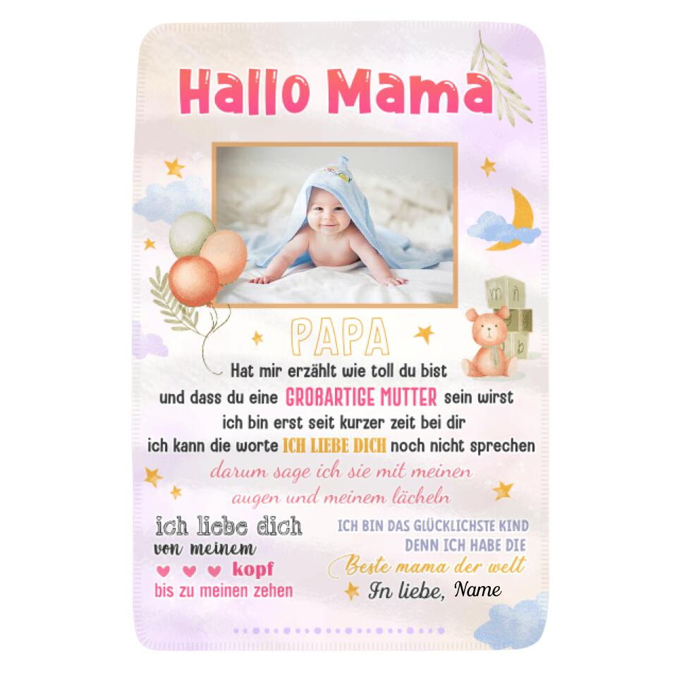 Personalisierte Babydecke | personalisierte Geschenke für Mama | Hallo Mama