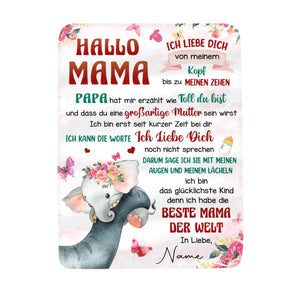 Personalisierte Babydecke | personalisierte Geschenke für Mama | Hallo Mama, ich liebe dich