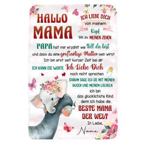 Personalisierte Babydecke | personalisierte Geschenke für Mama | Hallo Mama, ich liebe dich