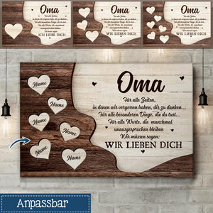 Personalisierte Leinwand für Oma| personalisierte Geschenke für Großmutter | Oma Für alle Zeiten, in denen wir vergessen haben, dir zu danken