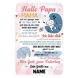 Personalisierte Babydecke | personalisierte Geschenke für Papa | Hallo Papa, Mama hat mir gesagt