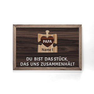 Papa Du bist das Stück das uns zusammenhält, Personalisierbar Puzzle Leinwand für Papa