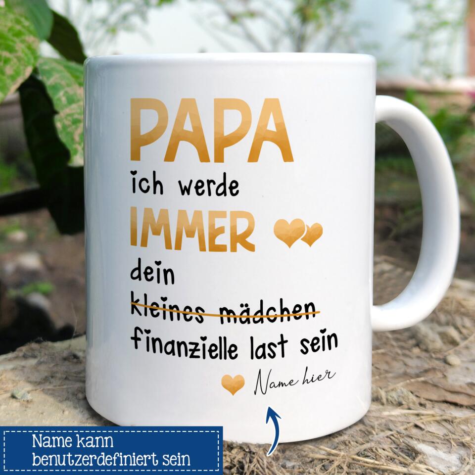 Papa Ich Werde Immer Dein Finandiziele Last Sein, Personalisierbar Tasse Für Papa