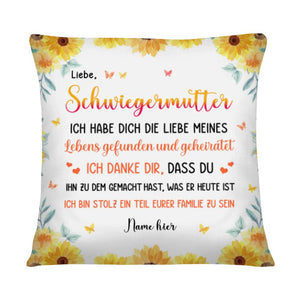 Personalisiertes Kissen für Schwiegermutter | personalisierte Geschenke für Mutter | Liebe Schwiegermutter