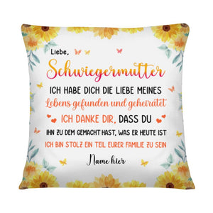 Personalisiertes Kissen für Schwiegermutter | personalisierte Geschenke für Mutter | Liebe Schwiegermutter