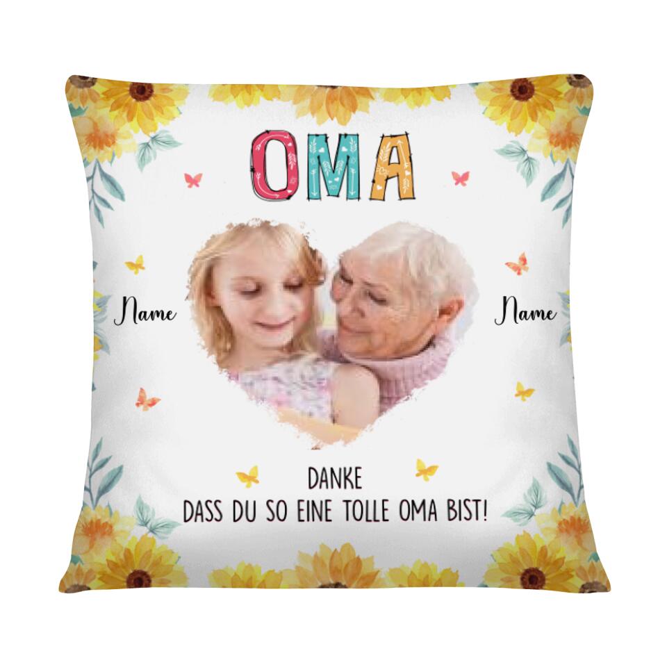 Oma Danke, Personalisierbar Quadratisches Kissen Für Oma