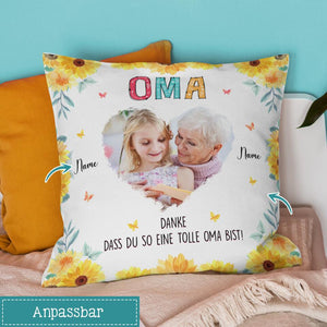 Oma Danke, Personalisierbar Quadratisches Kissen Für Oma