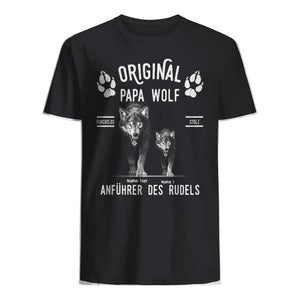 Personalisiertes T-shirt für Papa | personalisierte Geschenke für Vater | Original Papa Wolf Anführer Des Rudels