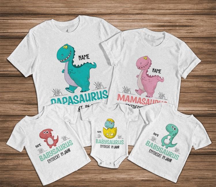 Personalisiertes T-shirt für Papa | personalisierte Geschenke für Papa | Dinosaurier-Familie