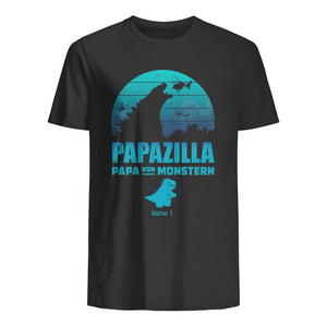 Papazilla Papa Von Monstern, Personalisierbar Unisex T-Shirt Für Papa