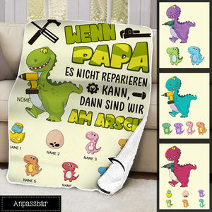 Personalisierte Decke für Papa | personalisierte Geschenke für Vater | Wenn Papa es nicht reparieren kann