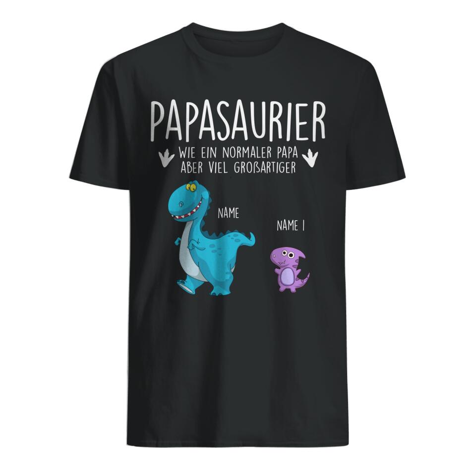 Personalisierbar Herren T-Shirt Für Papa Papasaurier