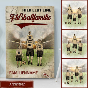 Personalisierte Leinwand für Familie | personalisierte Geschenke für Familie | Hier lebt eine Fußballfamilie