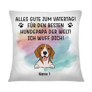 Alles Gute Zum Vatertag Für Den Besten, Personalisierbar Quadratkissen für Papa und Hund