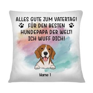 Alles Gute Zum Vatertag Für Den Besten, Personalisierbar Quadratkissen für Papa und Hund