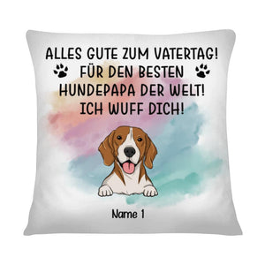 Alles Gute Zum Vatertag Für Den Besten, Personalisierbar Quadratkissen für Papa und Hund