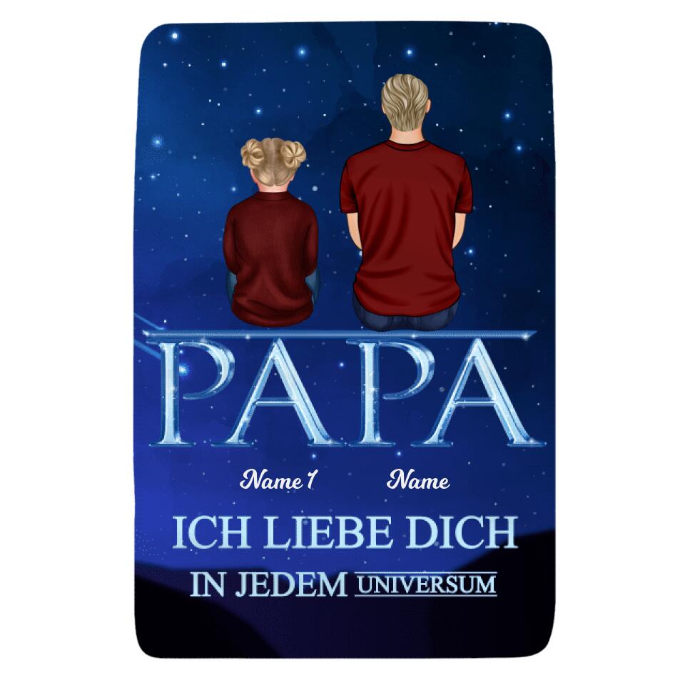 Personalisierte Decke für Papa | personalisierte Geschenke für Papa | Papa Wir lieben dich in jedem Universum