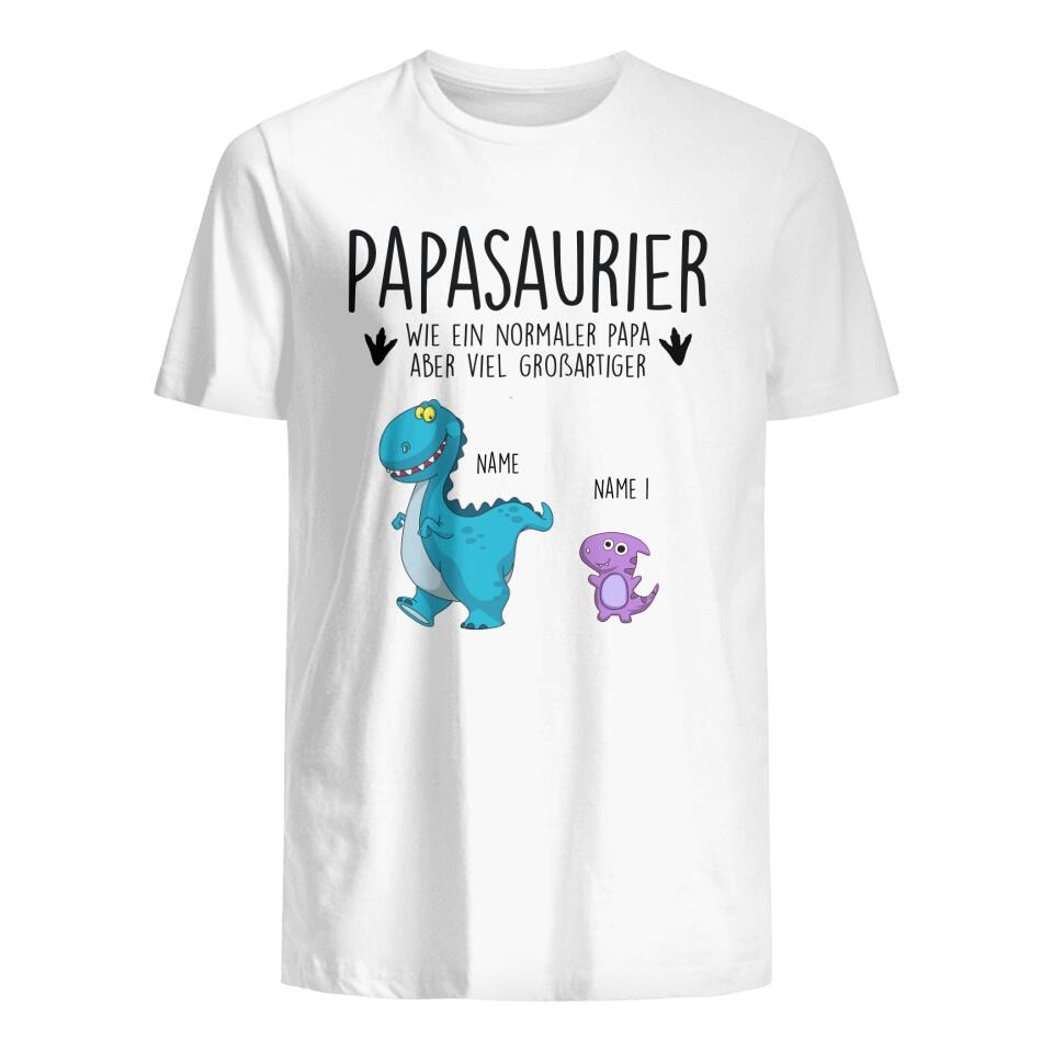 Papasaurier, Personalisierbar Herren T-Shirt Für Papa