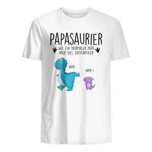 Papasaurier, Personalisierbar Herren T-Shirt Für Papa