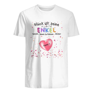 Personalisiertes T-shirt für Oma | personalisierte Geschenke für Großmutter | Glück ist, seine Enkel Lieben zu können